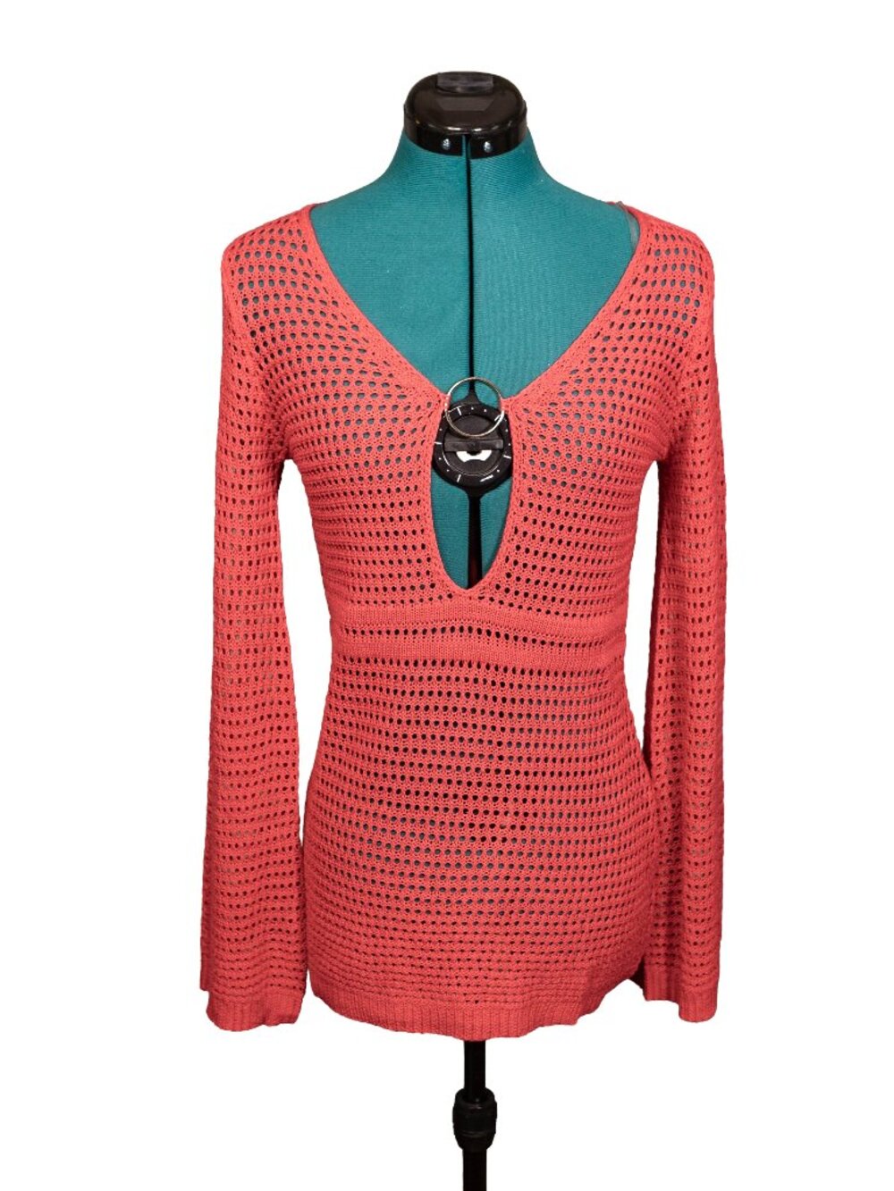 NWT PEPPERMAYO Coral Pink Crochet Mini Dress - M/L